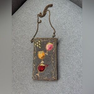 Mary Frances Beaded Crossbody Bag Wine Glass Handbag Embroidered Novelty India